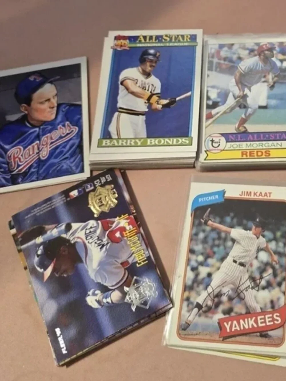 Vintage Baseball Card Lot + Napa Valley Box Company Wooden Storage Box